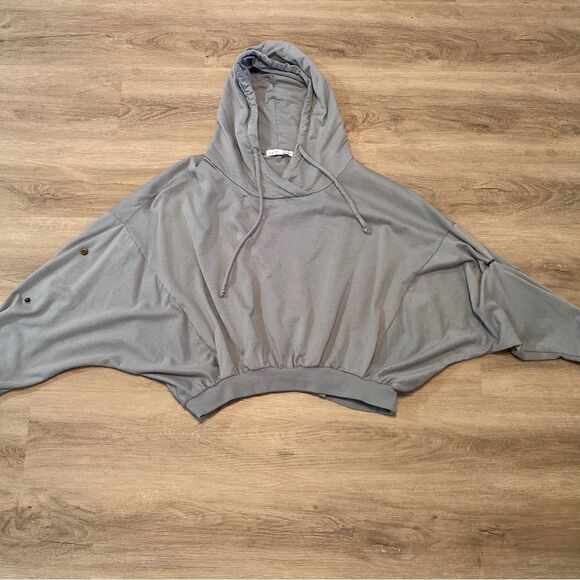 YOUNG FABULOUS & BROKE OVERSIZED HOODIE CROPPED SWEATSHIRT M/L SLATE GREY - Picture 4 of 16